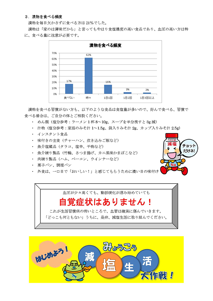 【新潟県妙高市役所】「みょうこう減塩生活大作戦!」職員汁物食塩濃度等調査結果