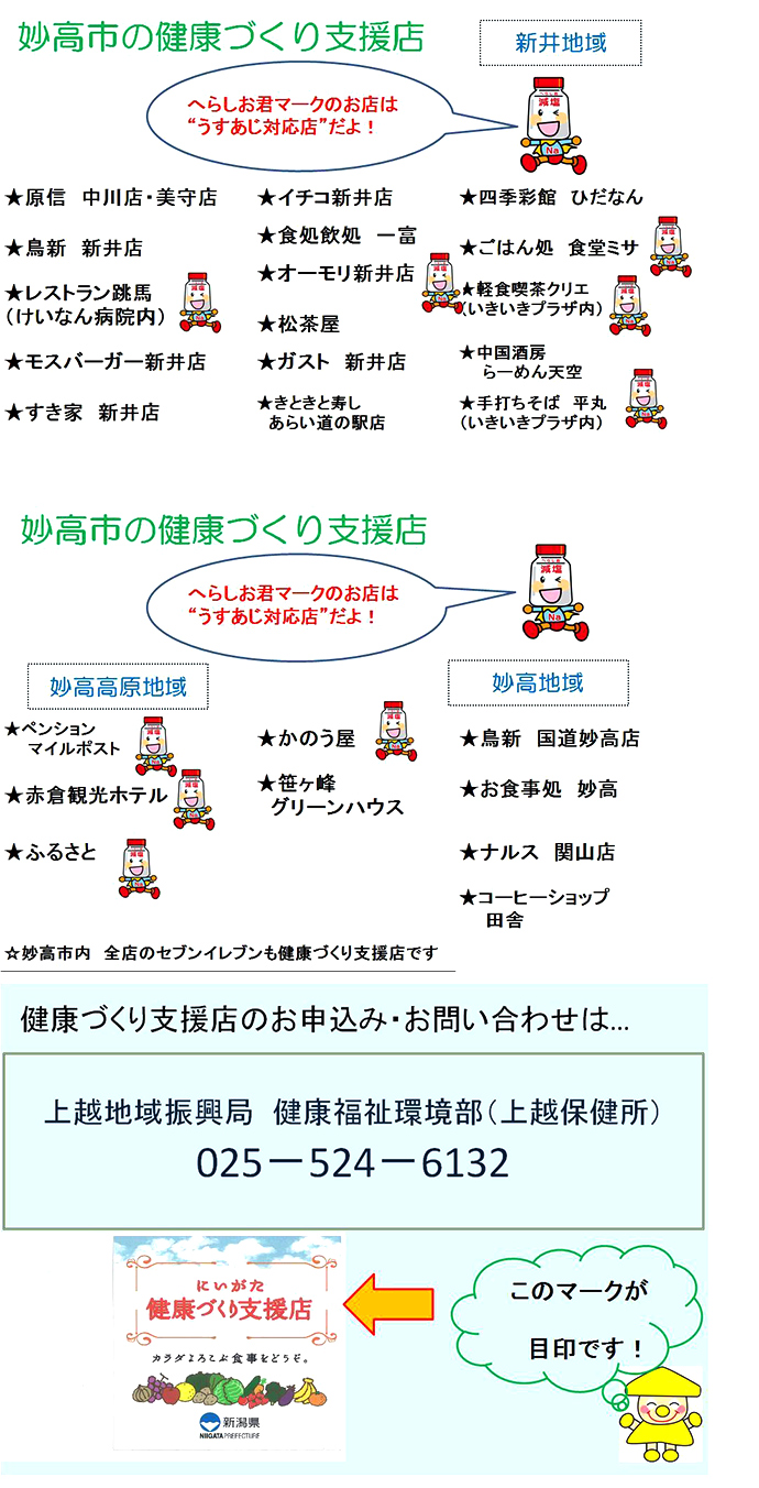 【新潟県妙高市役所】健康づくり支援店を活用しましょう