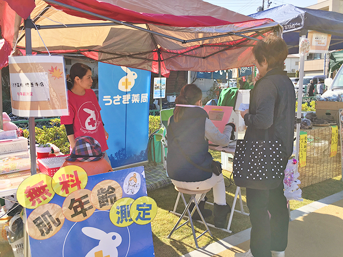 【株式会社　うさぎ薬局】（修善寺店）修善寺駅にて肌年齢測定を実施！！