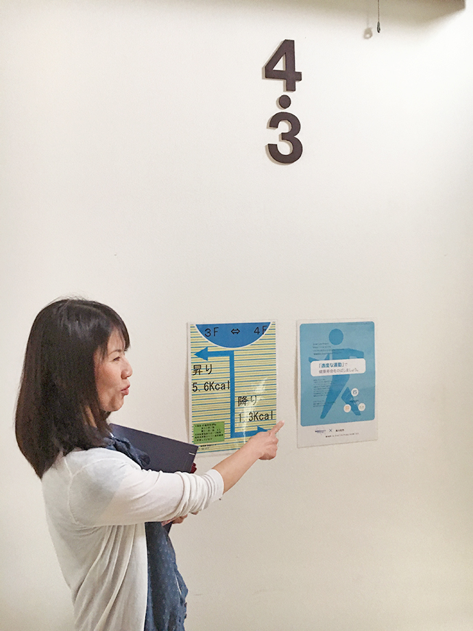 【東大和市役所】階段昇降の消費カロリーを掲示しました