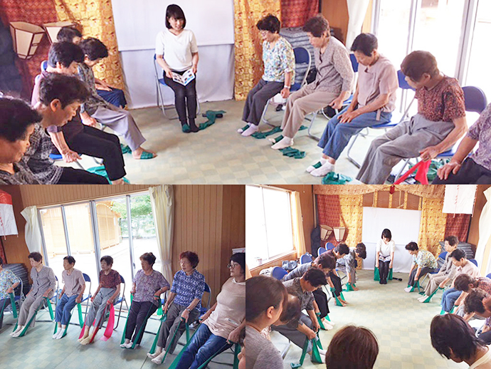 【株式会社 ファーマシィ】川跡地区「武志茶のん話会」にて、ゴムバンドを使った筋力トレーニング「健康バンド講習会」を行いました