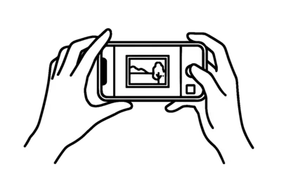 スマートフォンで撮影する手のイラスト