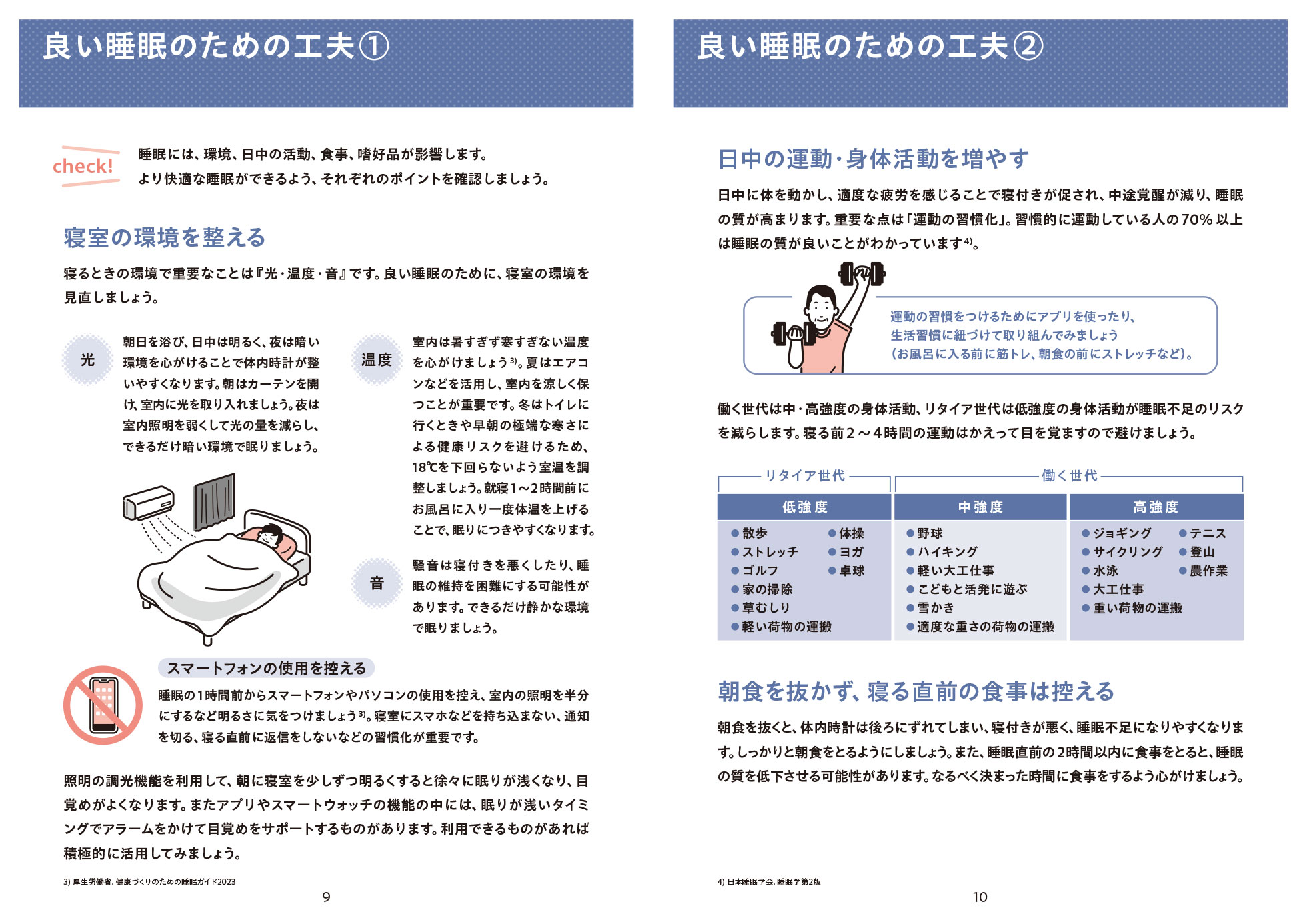 睡眠による休養感を高める工夫①・睡眠による休養感を高める工夫②